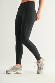 Black Foil Crossover Leggings