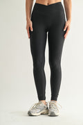 Black Foil Crossover Leggings