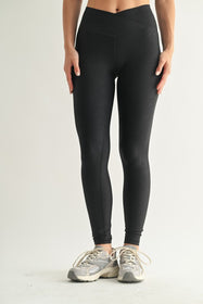 Black Foil Crossover Leggings