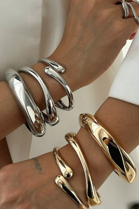Gold Teardrop Shape Cuff Bangle