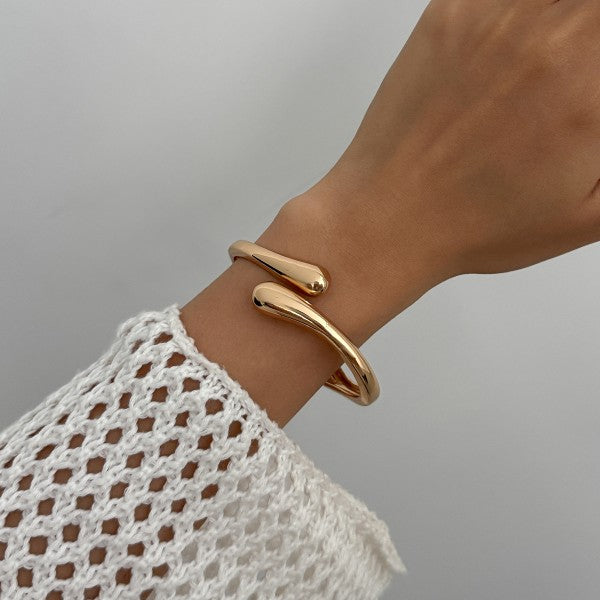 Gold Teardrop Shape Cuff Bangle