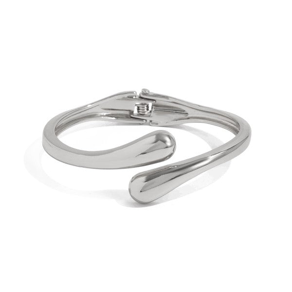 Silver Teardrop Shape Cuff Bangle