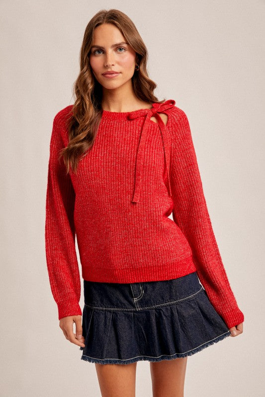 Red Tie Detail Sweater