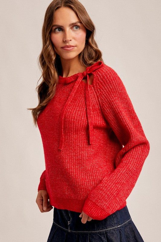 Red Tie Detail Sweater
