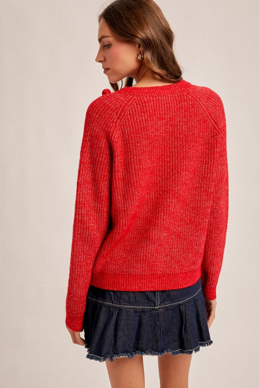 Red Tie Detail Sweater