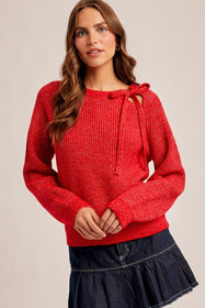 Red Tie Detail Sweater