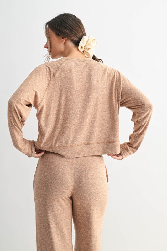 Burnt Amber Brushed Hacci Lounge Pullover