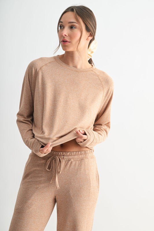Burnt Amber Brushed Hacci Lounge Pullover