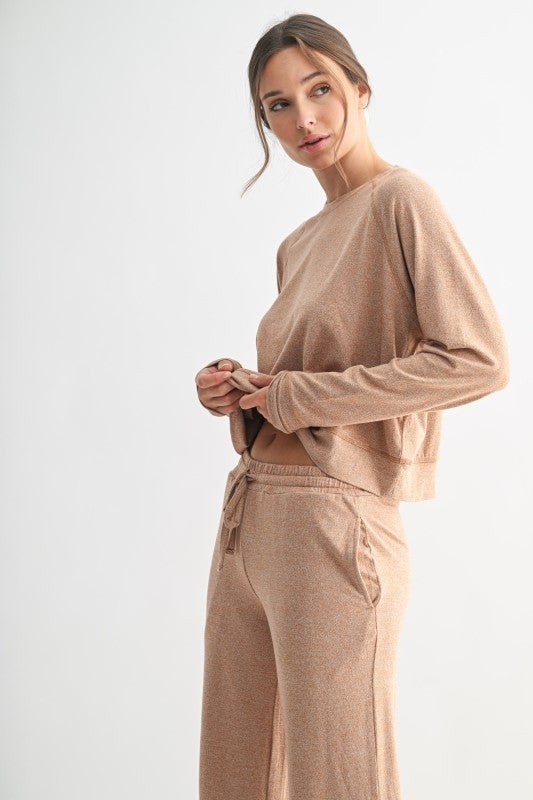 Burnt Amber Brushed Hacci Lounge Pullover