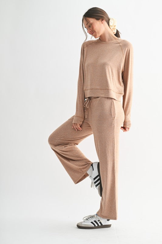 Burnt Amber Brushed Hacci Lounge Pullover