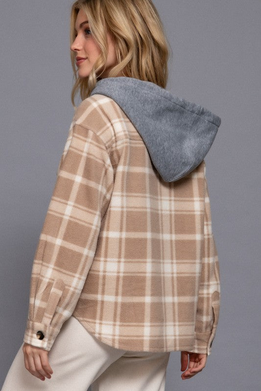 Plaid Fleece Hoodie Jacket