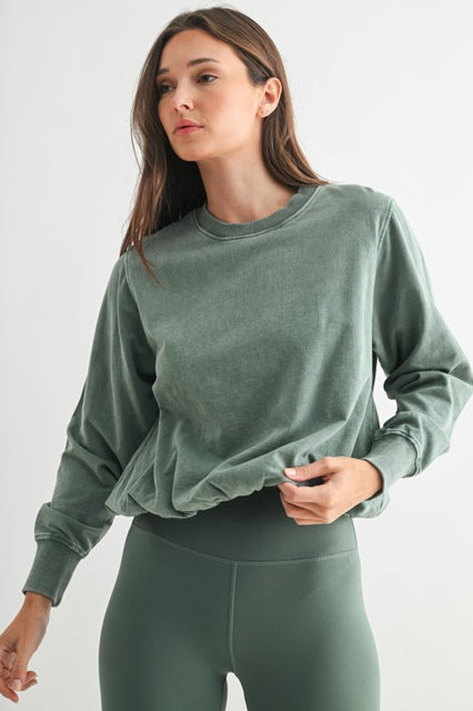 Sage Bubble Hem Pullover