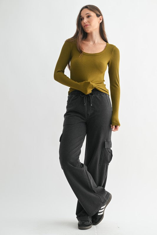 Avocado Slim Fit Micro-Ribbed Top