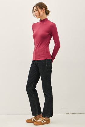 Burgundy Basic Turtle Neck Top