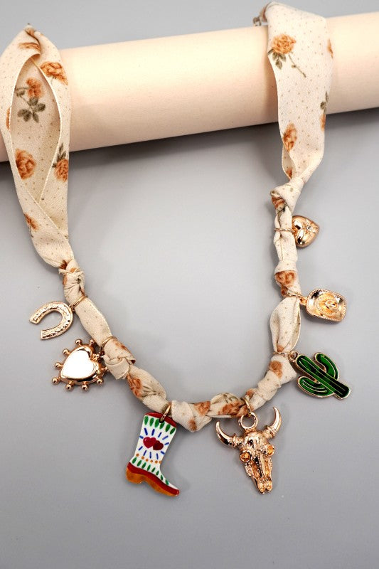 Scarf Charm Necklace-boot Cactus Hat Heart