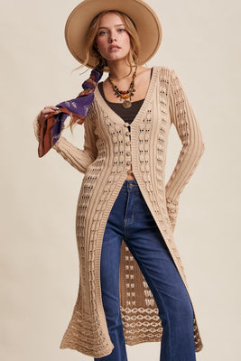 Boho Beauty Crochet Long Cardigan