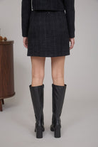Tweed Bow Tie Detail Mini Skirt-Market Grey Boutique
