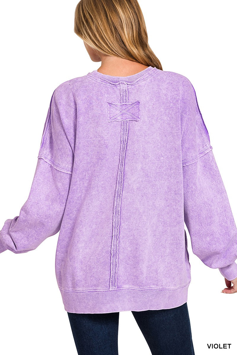 Violet Halo Washed Exposed Seam Sweatshirt