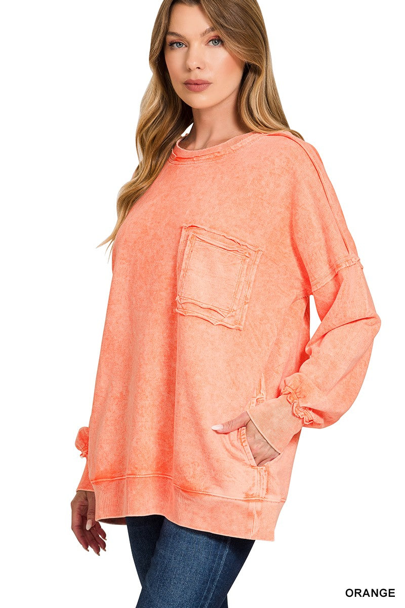 Orange Halo Washed Exposed Seam Sweatshirt