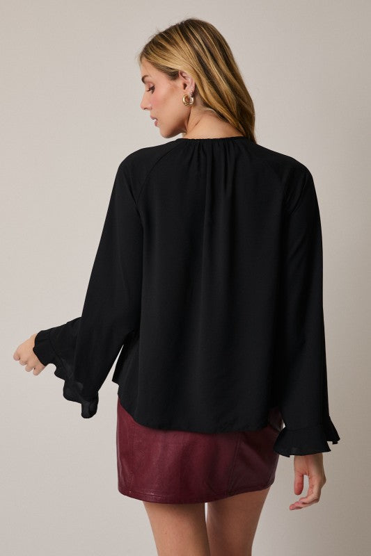 Black Empire Ruffle Blouse