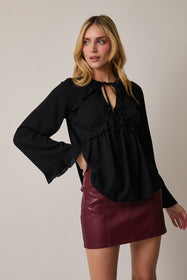 Black Empire Ruffle Blouse