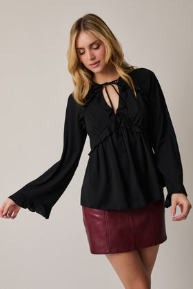 Black Empire Ruffle Blouse