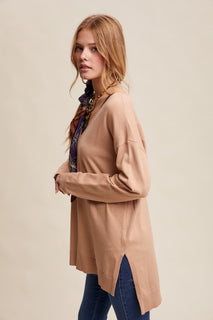 Toasty Taupe Longline Knit Sweater