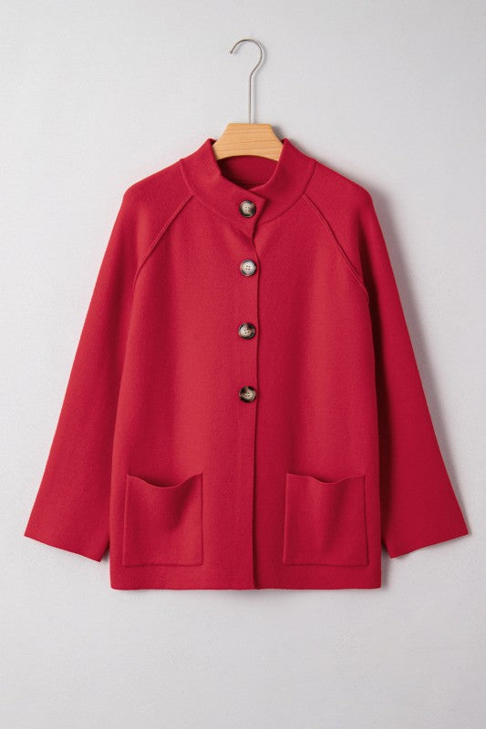 Red Mock Collar Jacket