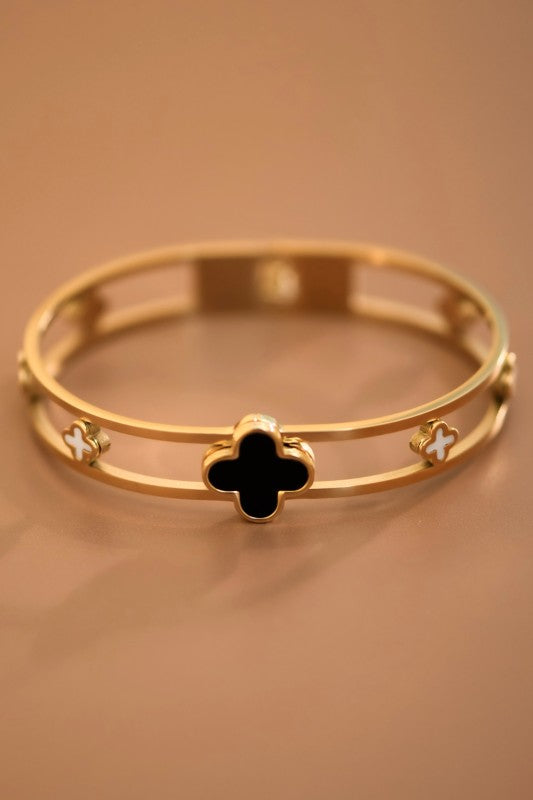 Black Detail Stainless Steel Bangle