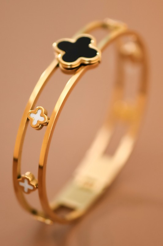 Black Detail Stainless Steel Bangle