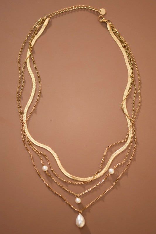 Multilayer Pearl Chain Necklace