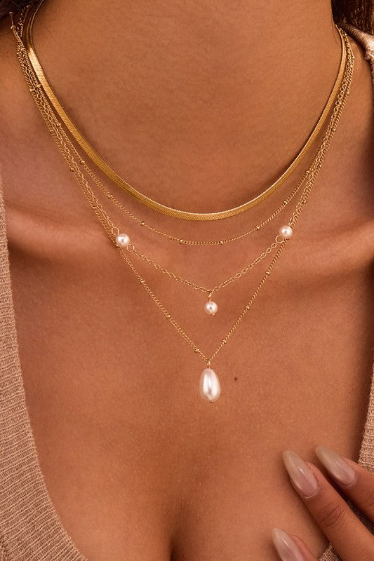 Multilayer Pearl Chain Necklace