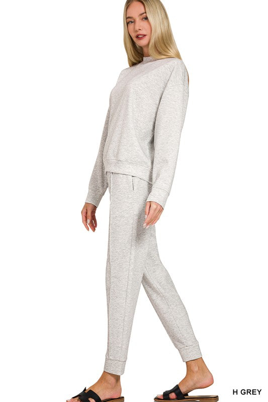 Heather Grey Scuba Pullover & Joggers Set