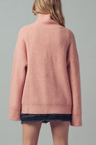 Soft Peach Western Waffle Sweater-Market Grey Boutique