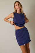 Navy Comfy Waist Mini Skirt
