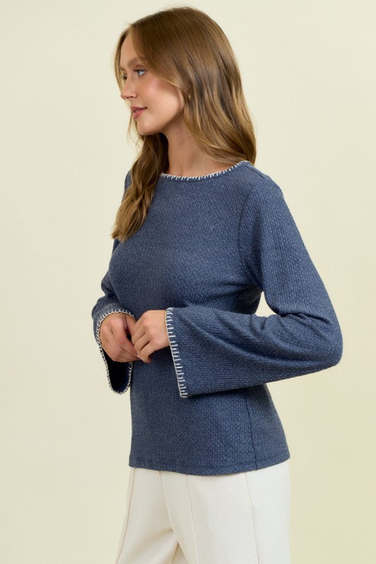 Indigo Bell Sleeve Lightweight Sweater