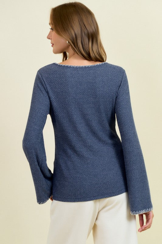 Indigo Bell Sleeve Lightweight Sweater