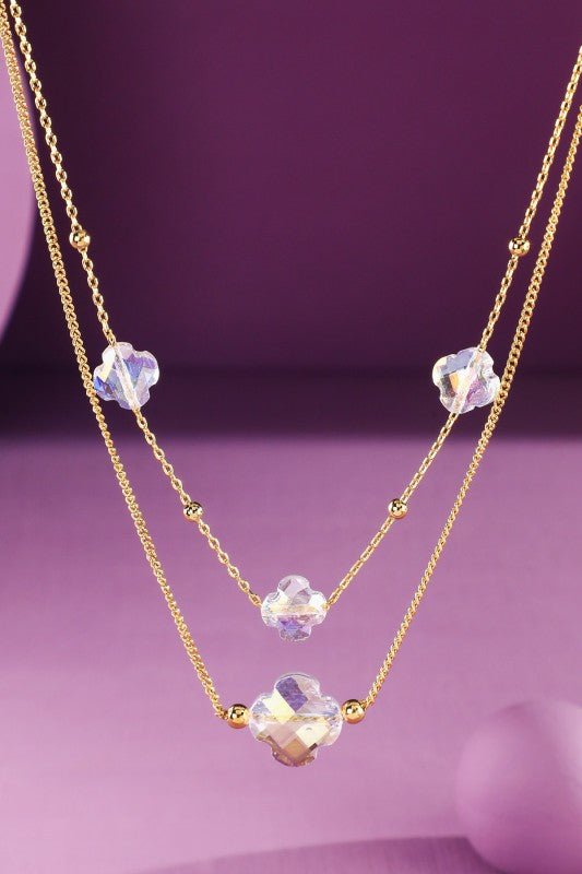 Crystal Layered Station Necklace