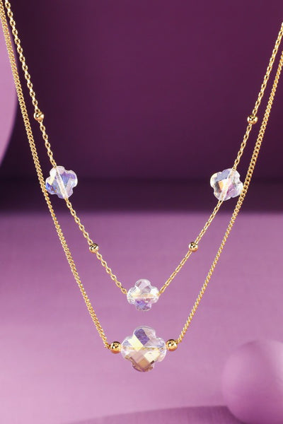 Crystal Layered Station Necklace
