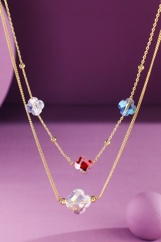 Multi Color Layered Station Necklace