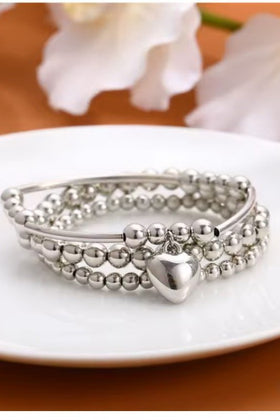 Multi Ball Chain Silver Stretchable Bracelet