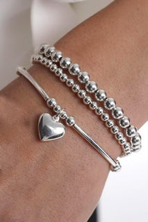 Multi Ball Chain Silver Stretchable Bracelet