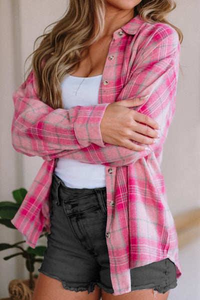 Pink/Green Plaid Holiday Button Up