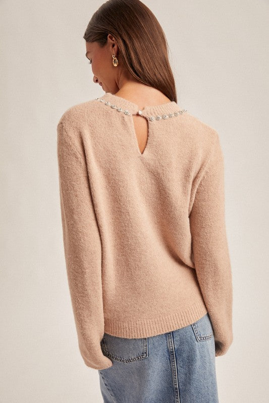 Pink Jewel Accent Sweater