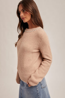 Pink Jewel Accent Sweater