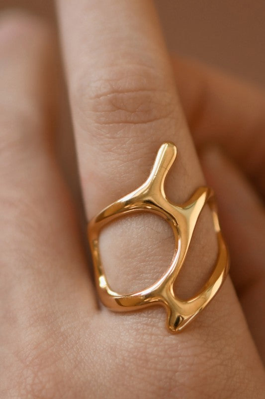 18k Non-tarnish Stainless Steel Adjustable Ring-Market Grey Boutique
