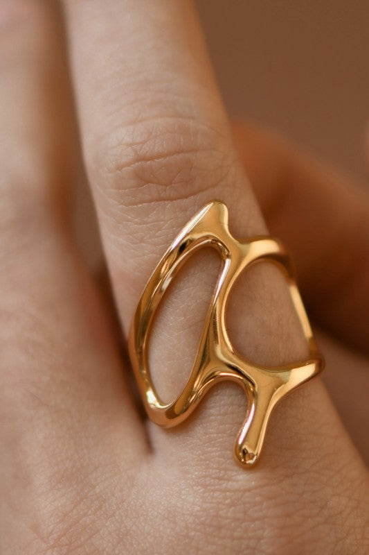 18k Non-tarnish Stainless Steel Adjustable Ring-Market Grey Boutique