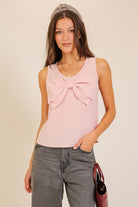 Pink V- Day Bow Top-Market Grey Boutique