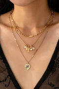 Porcelain Heart Multi Charm Pendant Necklace