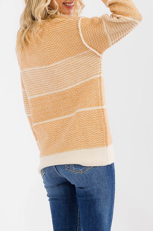 Mustard Colorblock Crewneck Sweater